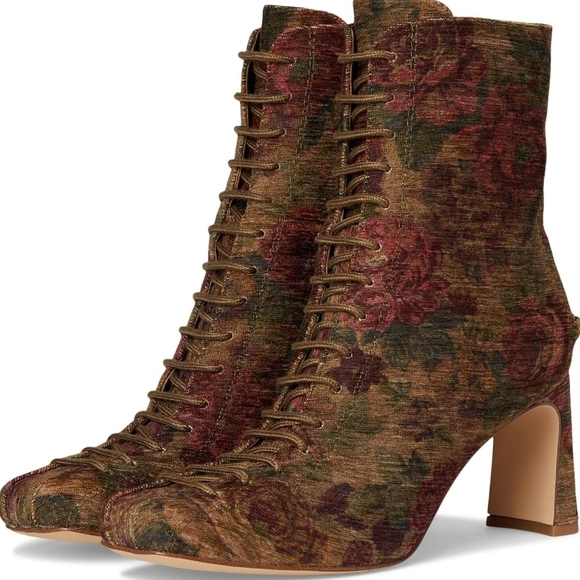 Circus NY by Sam Edelman Kendra Lace-Up Ankle Boot Golden Pear Brocade Multi 9M - Picture 6 of 6